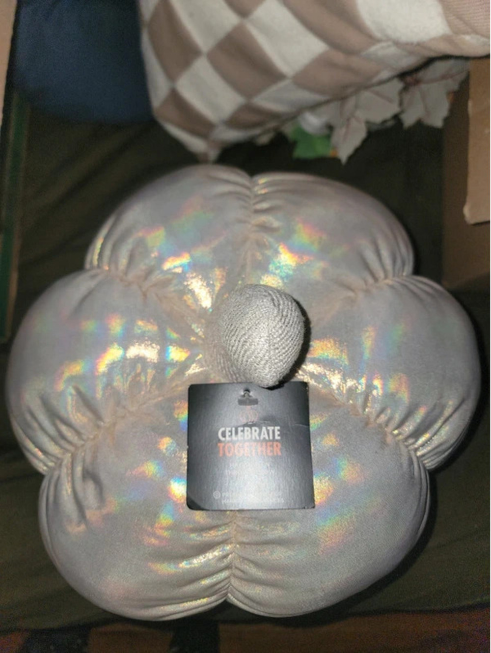 Incredible iridescent decor pumpkin pillow